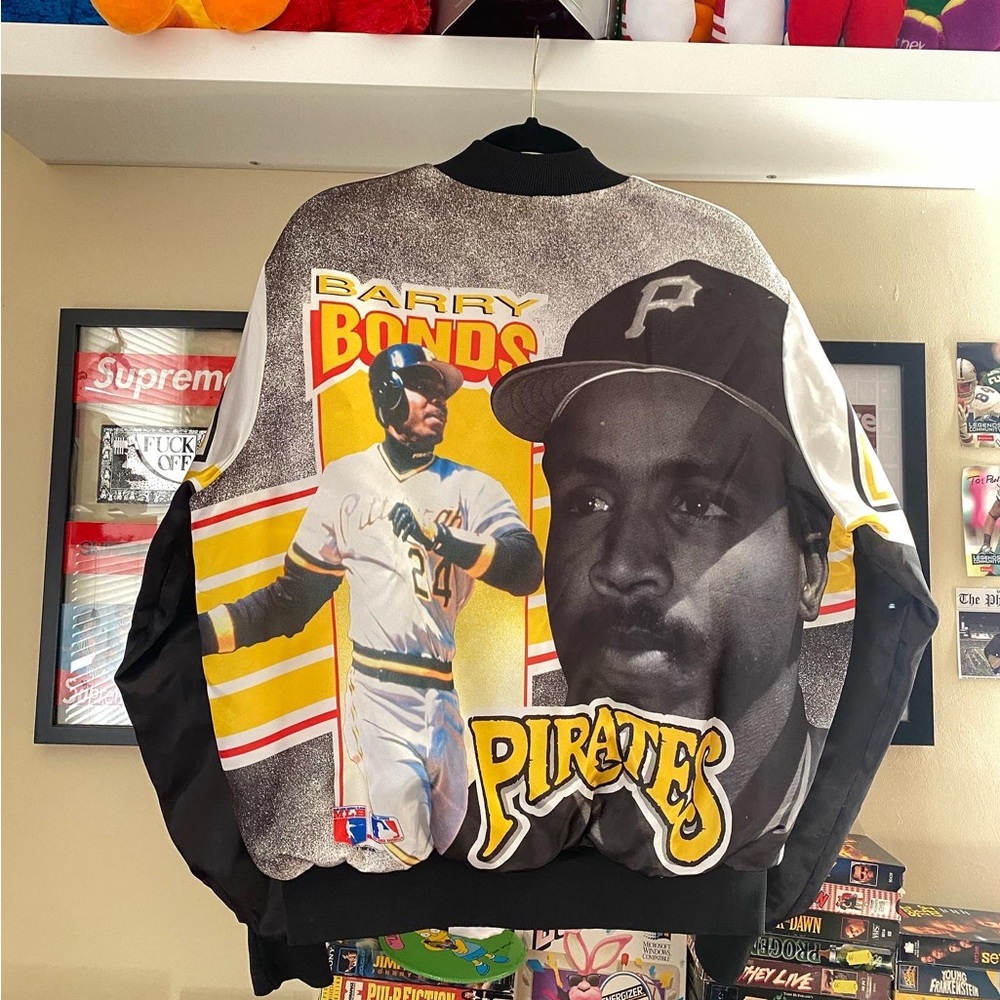 Vintage MLB Pittsburgh Pirates Barry Bonds Chalk Line Fanimation Starter Jacket